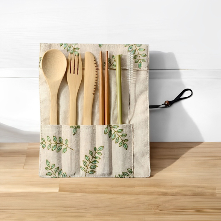 6-in-1 Bamboo Cutlery Set