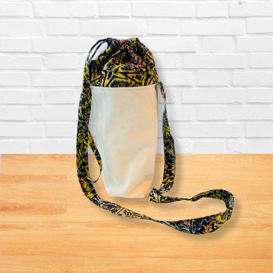 Batik Canvas Drawstring Bag for Bottle