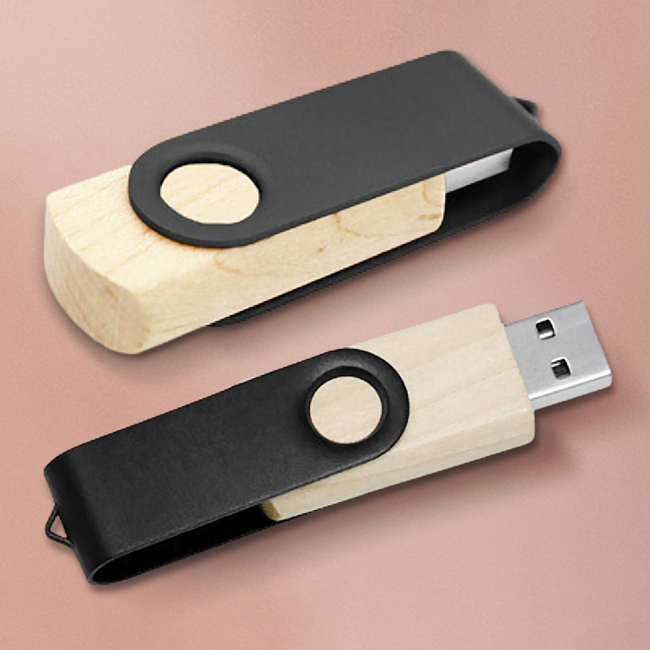 Metal Swivel Wooden USB Flash Drive