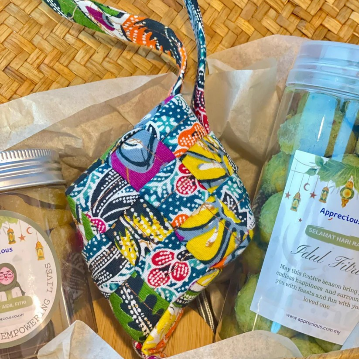 NILAM (Raya Package with Sweet Chocolate Cookies, Batik Ketupat and Dried Fruit)