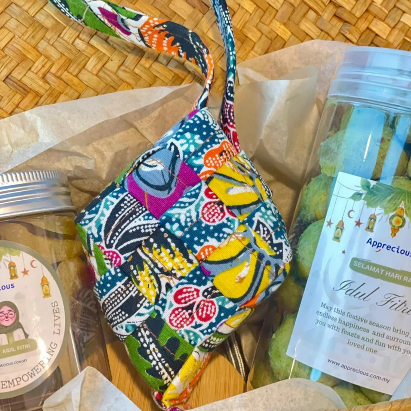 NILAM (Raya Package with Sweet Chocolate Cookies, Batik Ketupat and Dried Fruit)