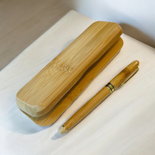 Premium Bamboo Pen and Case Set