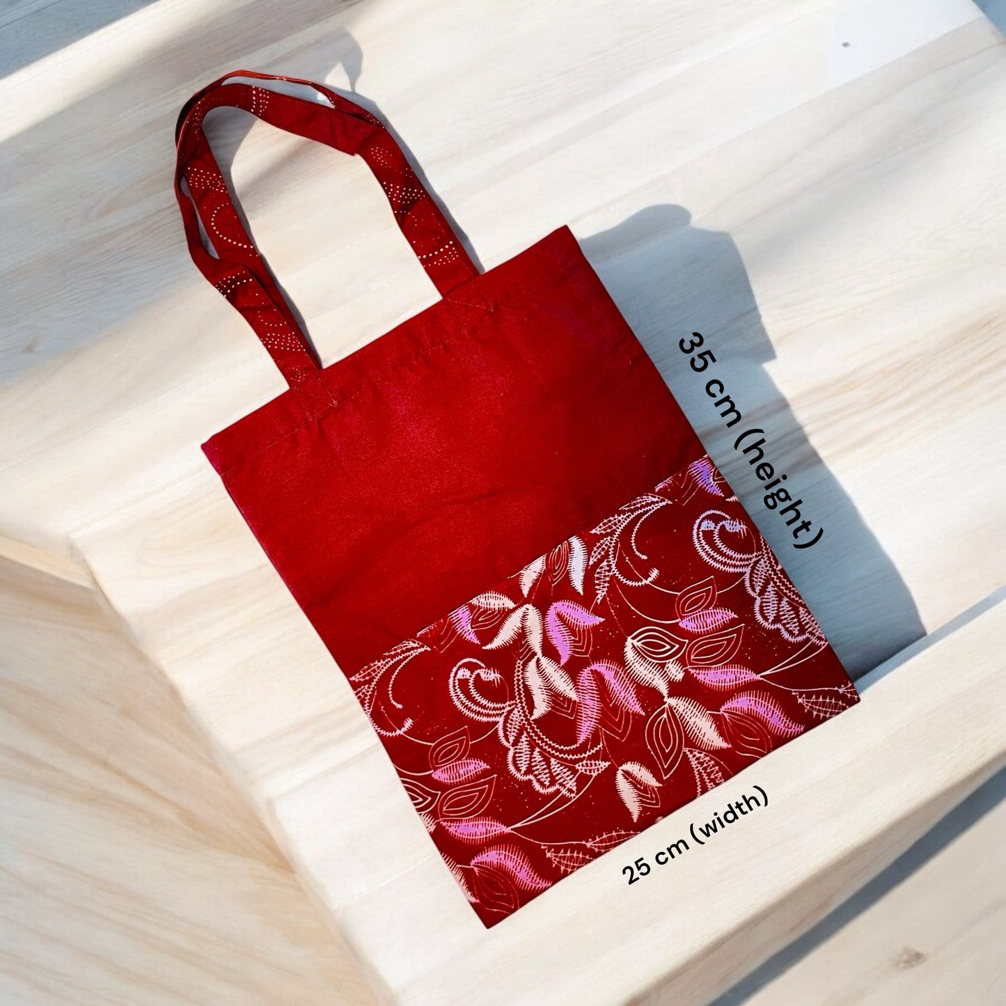 Reusable Fabric Batik Tote Bag (Red)