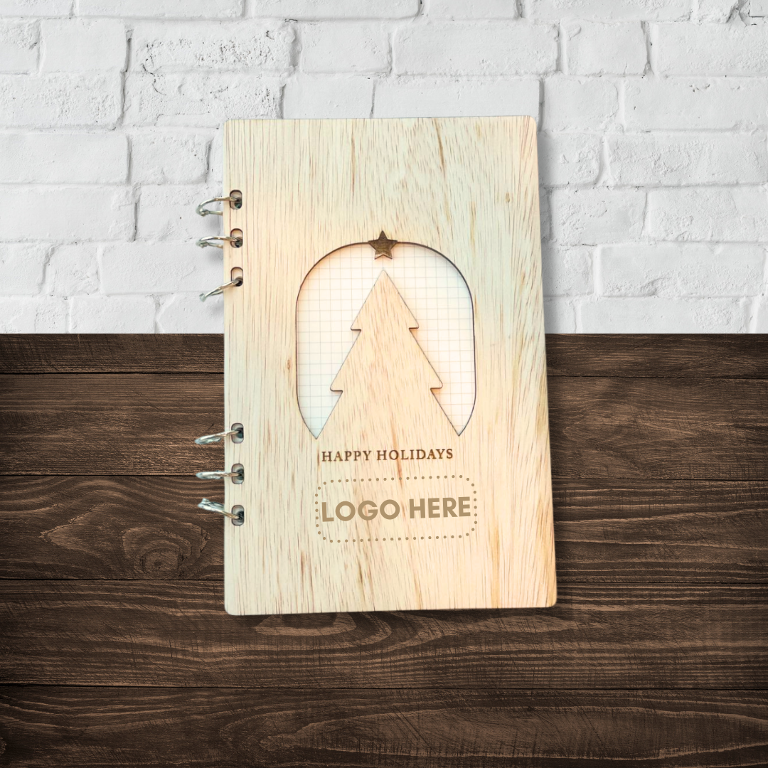 Wooden Cover Holiday Refillable Notebook